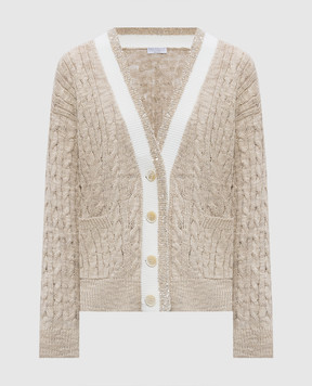 Brunello Cucinelli Бежевый кардиган с коноплями и шелком MWA576306