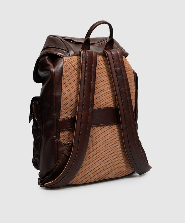 Brunello Cucinelli Коричневий шкіряний рюкзак MBCIBU325 зображення 2