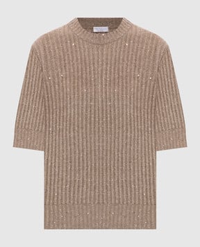 Brunello Cucinelli Бежевий в'язаний топ з кашеміру та вовни MBM753520
