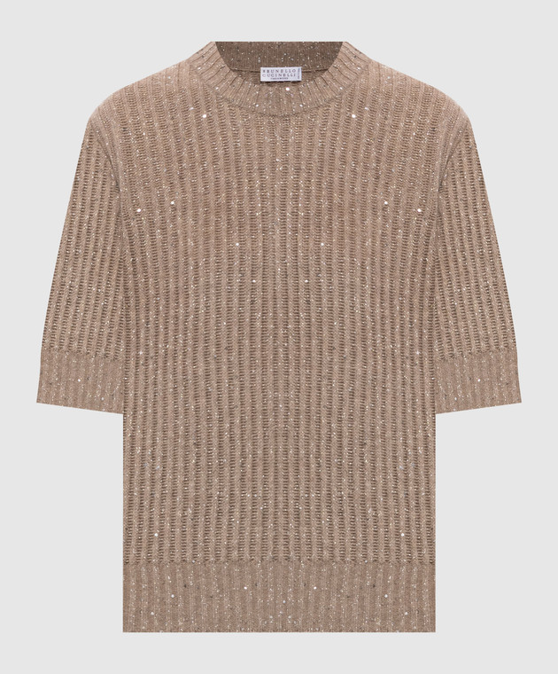 Brunello Cucinelli Бежевий в'язаний топ з кашеміру та вовни MBM753520