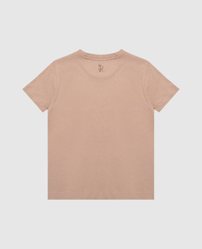 Stefano Ricci Детская коричневая футболка с вышивкой логотипа YNH6101510803