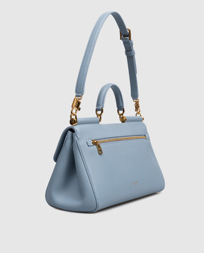 Dolce&Gabbana Блакитна шкіряна сумка-сетчел Sicily BB7782B7321