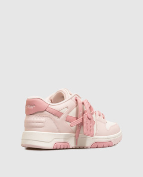 Off-White Дитячі рожеві шкіряні кросівки Out Of Office з патчем логотипа OF06017655