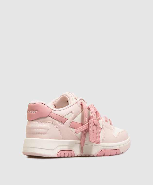 Off-White Дитячі рожеві шкіряні кросівки Out Of Office з патчем логотипа OF06017655 зображення 3