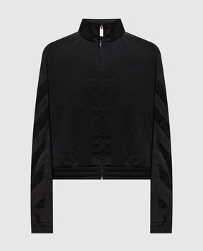 Off-White Черная спортивная куртка с кружевом 2FB00651T