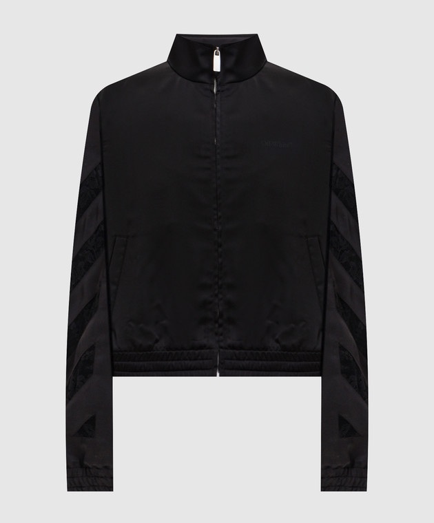Off-White Черная спортивная куртка с кружевом 2FB00651T