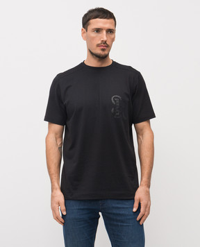 Stefano Ricci Черная футболка с кашемиром MVH5300100PRYABP