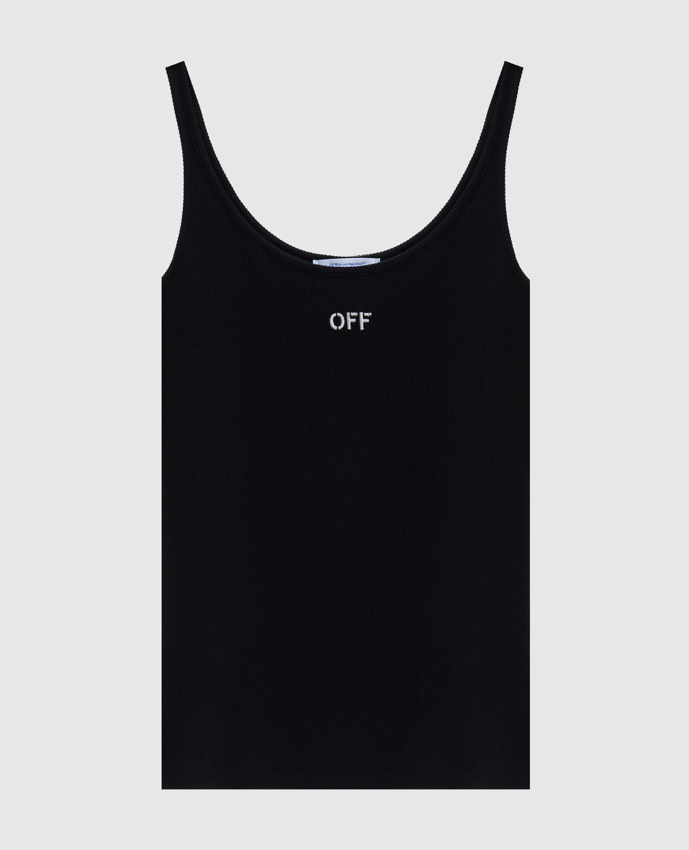 

Черный топ в рубчике с вышивкой логотипа, Топы