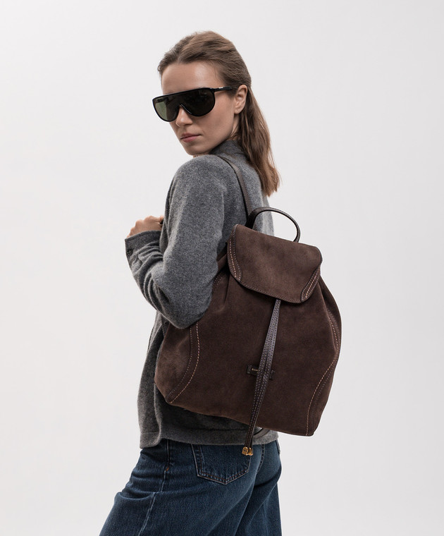 Gianni Chiarini Коричневый замшевый рюкзак Violette с логотипом ZN12237CMPL изображение 2