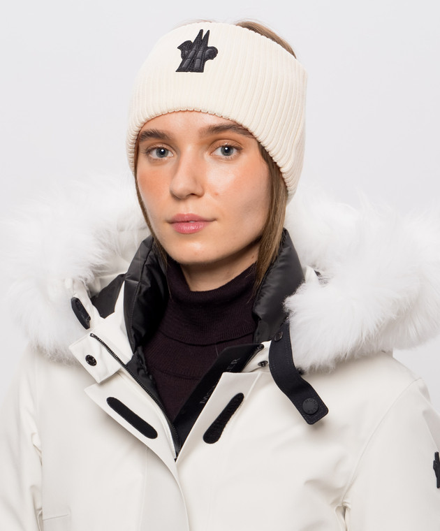 Moncler Grenoble Пов'язка з вовни кольору айворі L20983B00002M1131 зображення 2