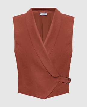 Brunello Cucinelli Коричневый жилет из льна MH527HG606