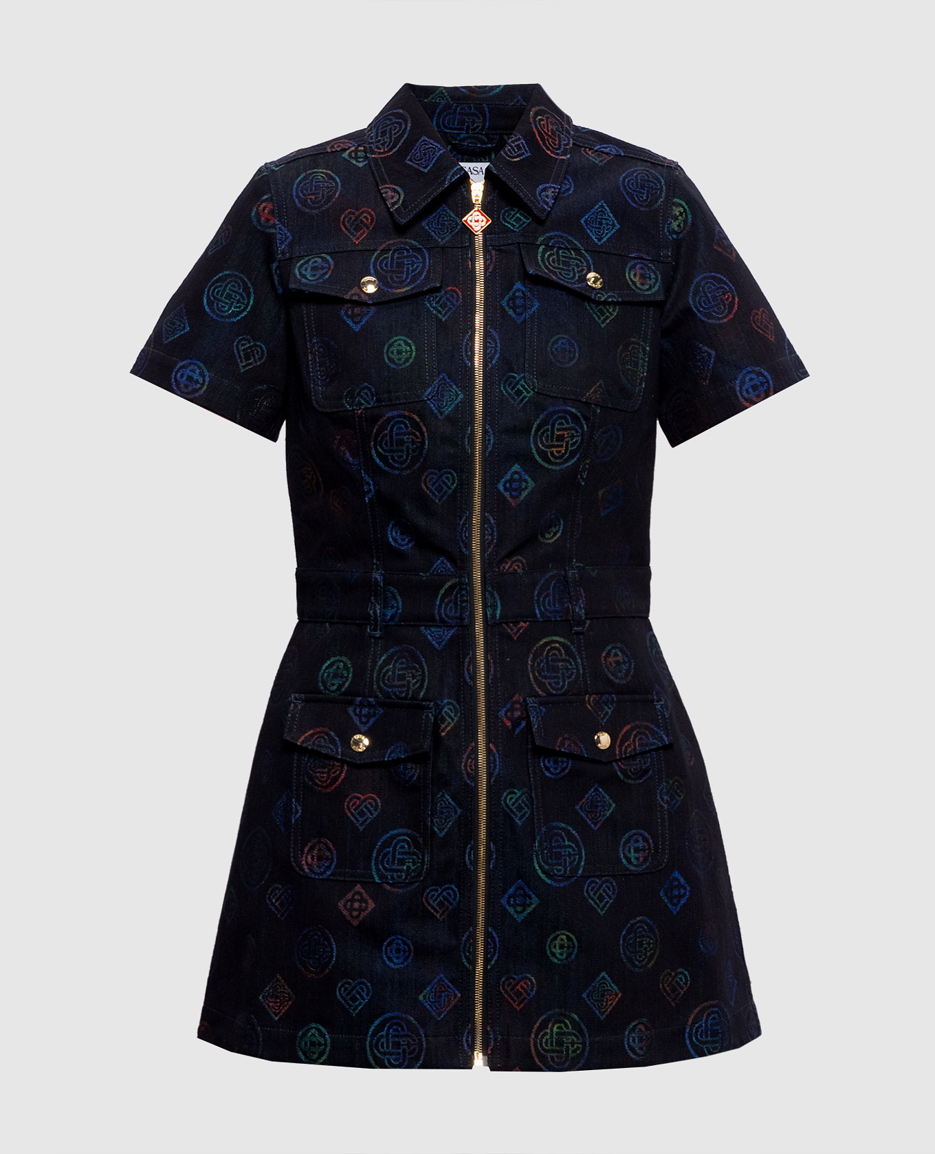 

Черное джинсовое платье-рубашка Heatmap в узор, Черный, Повседневные платья