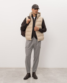 Brunello Cucinelli Коричневий меланжевий кардиган з кашеміру, шовку та льону MSY00106
