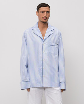 Dolce&Gabbana Блакитна сорочка в піжамному стилі в смужку G5OI9TFR510