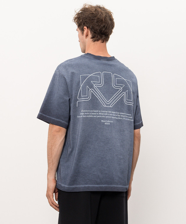 Off-White Голубая футболка с принтом логотипа 44MAA120F26J01F изображение 4