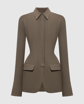 Thierry Mugler Жакет-сорочка з вовною кольору хакі 26F1VE04831035