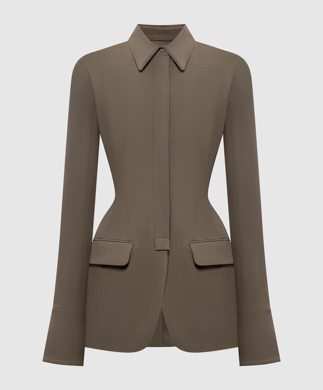 Thierry Mugler Жакет-рубашка с шерстью цвета хаки 26F1VE04831035