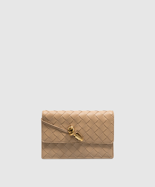 Bottega Veneta Бежева шкіряна сумка крос-боді Andiamo 844107VCPP2