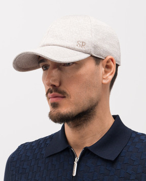 Stefano Ricci Сіра кепка з льоном та шовком у візерунок MCV61NV18FDN29HA