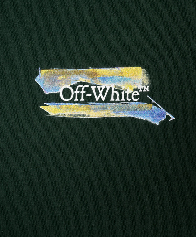 Off-White Детская зеленая футболка с принтом Arrow Watercolor 44BAA002F26J00A изображение 3