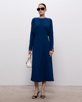 Victoria Beckham Синее платье миди Dolman 1124WDR005231A