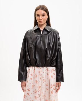 Babe Pay Pls Коричневая кожаная куртка с патчем логотипа 2530NATUREL