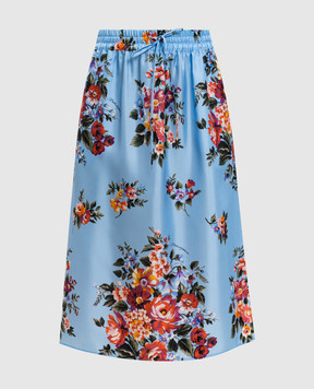 Dolce&Gabbana Блакитна спідниця із шовку в квітковий принт F4DCGTIS11I