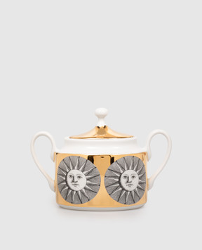 Fornasetti Золотистая фарфоровая сахарница Sole P21Z288