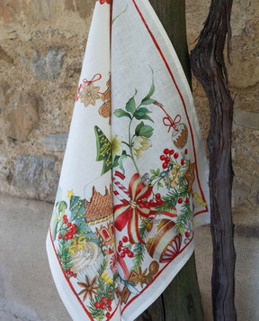 TESSITURA TOSCANA TELERIE Белое кухонное полотенце MARZAPEPE из льна NC250030020067