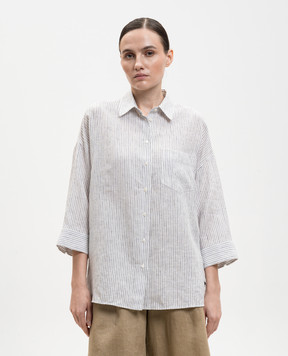 Max Mara Weekend Белая рубашка PANETTO из льна в полоску WKDPANETTO