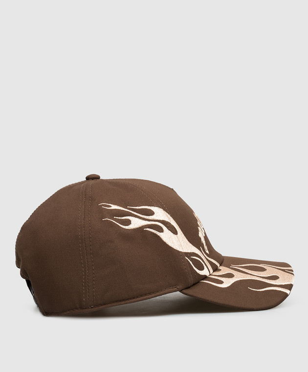 Palm Angels Коричневая кепка Flames PMLB104S26FAB00E изображение 3