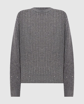 Brunello Cucinelli Серый свитер из кашемира и шерсти MBM753500