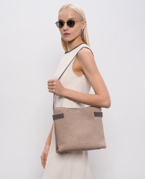 Brunello Cucinelli Коричнева замшева сумка Essence з ланцюжком моніль MBDLD2743