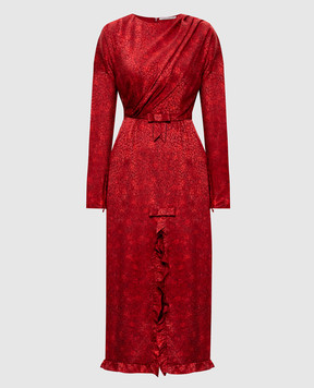 Alessandra Rich Червона сукня міді із шовку у візерунок FABX4325F4670