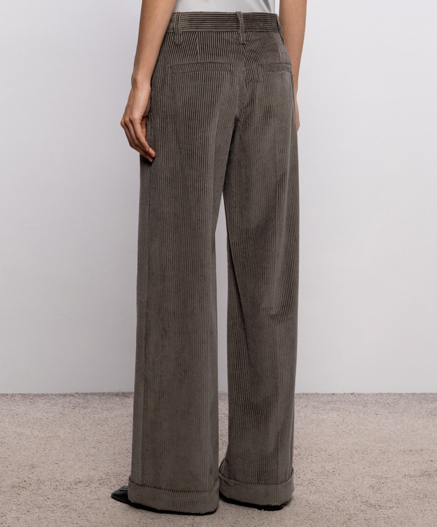 Brunello Cucinelli Зеленые вельветовые брюки с цепочкой мониль MA180P8492 изображение 4