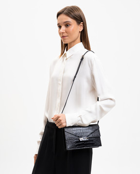 Tom Ford Черная кожаная сумка-мессенжер AUBE с тиснением под кожу крокодила S0531LCL607P