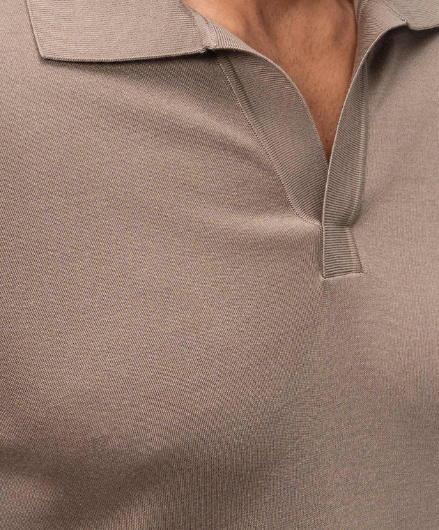 Stefano Ricci Коричневое поло из шелка KL66001PSBL26101 изображение 5