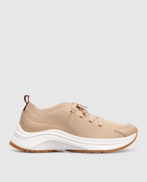 Bally Бежевые комбинированные кроссовки с логотипом WK00DYTE041