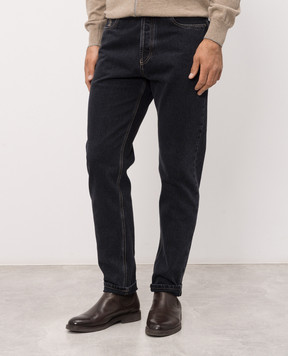 Brunello Cucinelli Темно синие джинсы с патчем логотипа M235PO1090