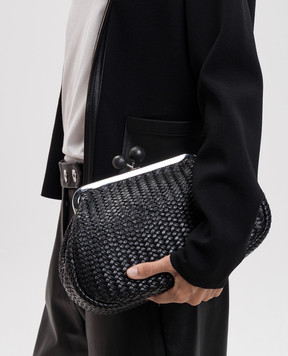 Max Mara Weekend Черная кожаная плетеная сумка AERE WKAERE