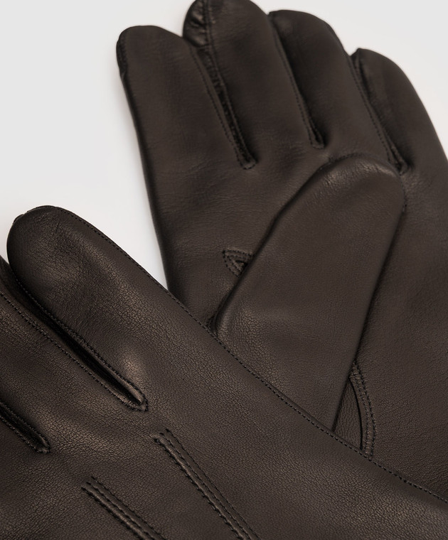 Orciani Черные кожаные перчатки GU0108NFK изображение 3