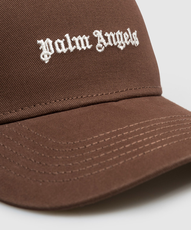 Palm Angels Коричневый кепка с вышивкой логотипа PAMLB001FB001w изображение 4