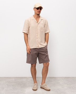 Peserico Бежева сорочка з короткими рукавами з льону R56049T002494