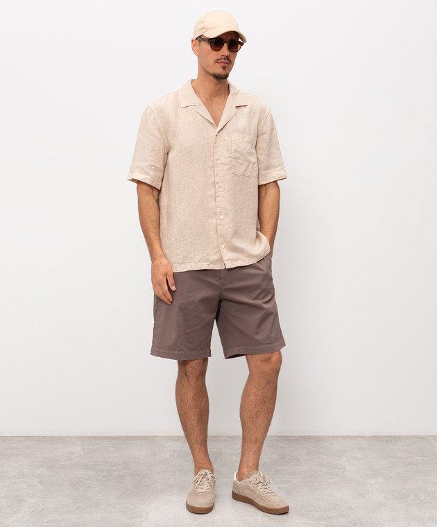 Peserico Бежевая рубашка с короткими рукавами из льна R56049T002494 изображение 2