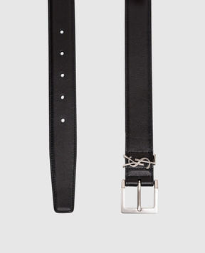 Saint Laurent Черный кожаный ремень CASSANDRE 864585BOO0E