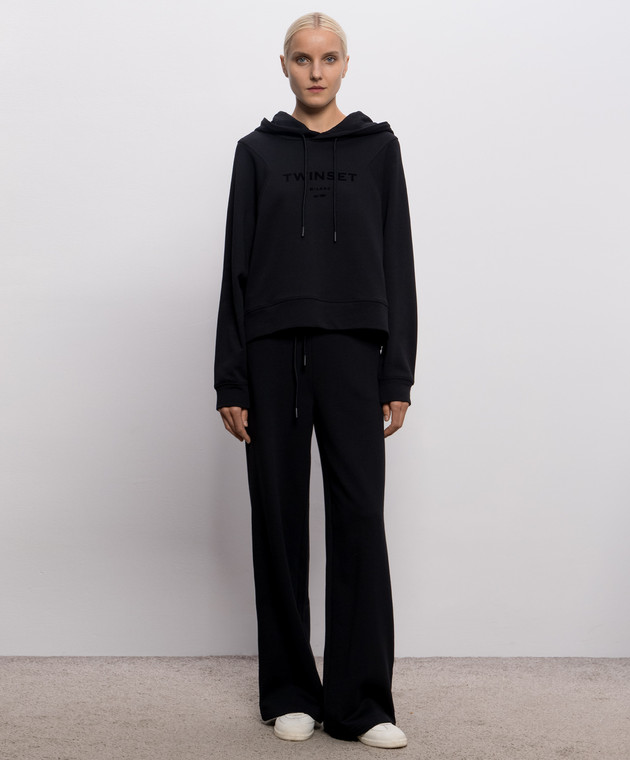 Twinset Чорний спортивний костюм з фактурним принтом логотипа 262TP272B зображення 3