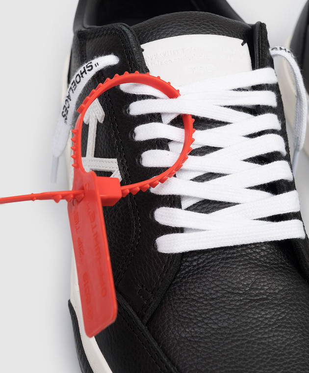 Off-White Чорні шкіряні кросівки Vulcanized з нашивкою Arrow OMIA293C99LEA002 зображення 5