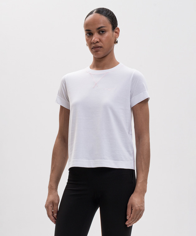 Givenchy Белая футболка с вышивкой логотипа BW70FJ3YV1 изображение 3