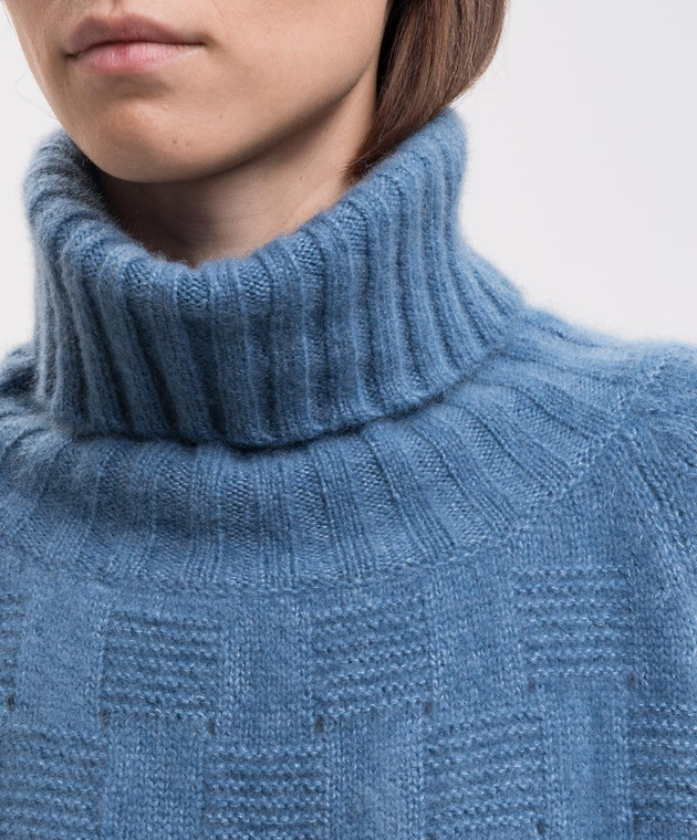 Allude Синій светр з кашеміру та шовку з фактурним візерунком 26577022 зображення 5