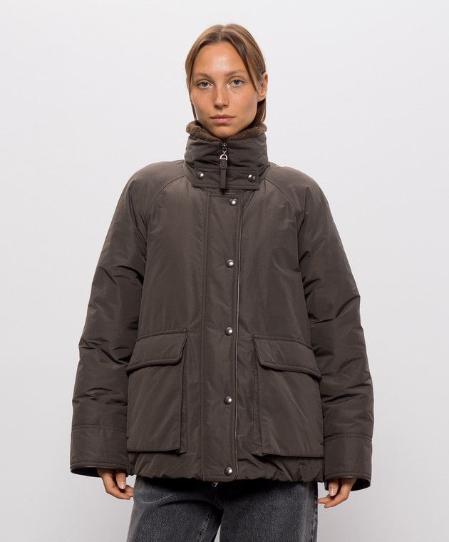 Brunello Cucinelli Коричневий пуховик MH5253658 зображення 3